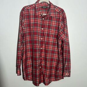 Orvis Men's L Red Plaid Long Sleeve Button Down Shirt